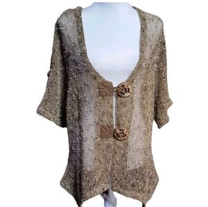 Katie Todd Medium Lagenlook boho open knit beachy sweater transitional